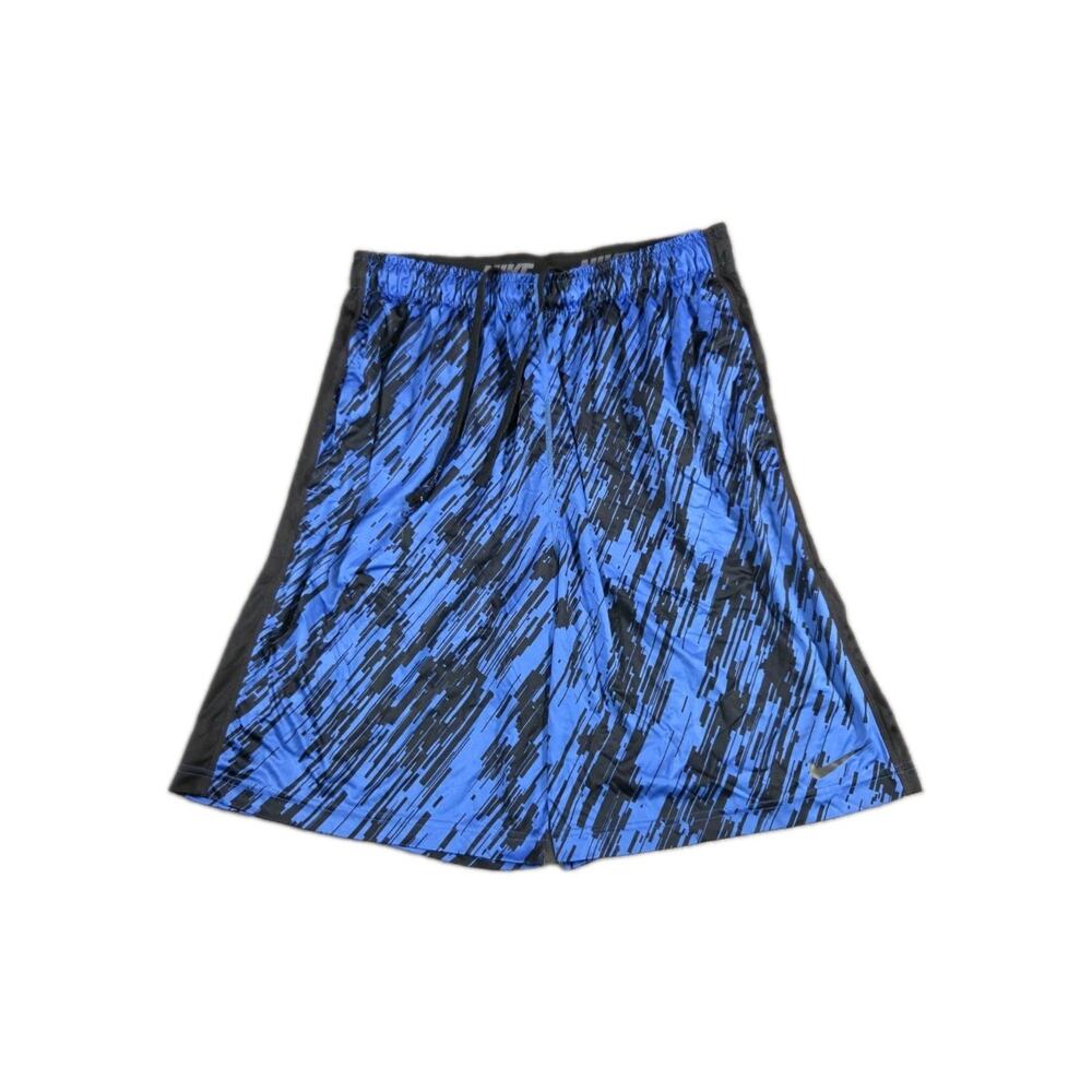 Nike Dri-Fit Men's Basketball Shorts Sz L Blue Black Graphic Print Athletic Gym